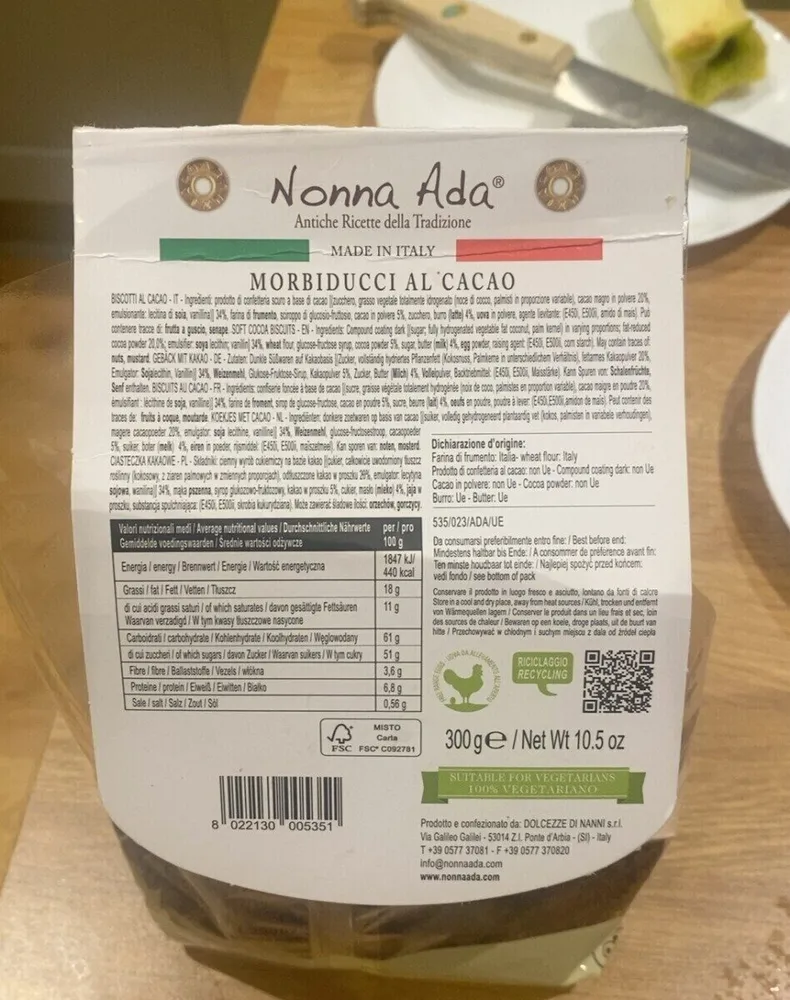 Nonna ada dark chocolate biscotti