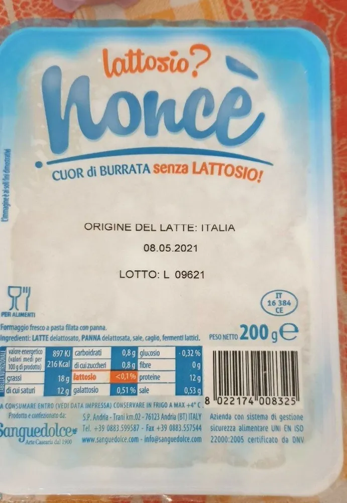 Cuor di burrata senza lattosio