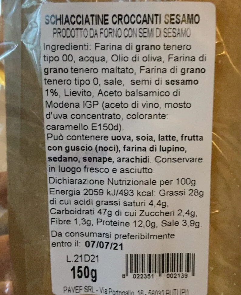 Schiacciatine croccanti sesamo