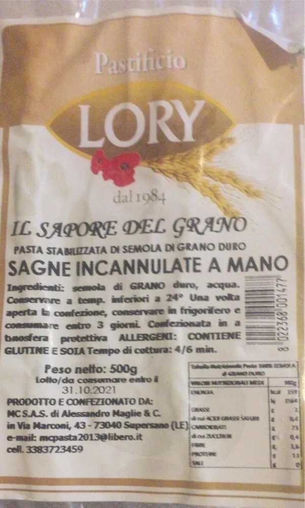 Sagne incannulate a mano