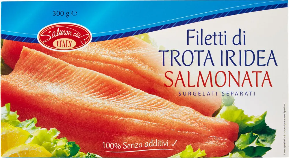 Filetti di trota iridea salmonata surgelati separati