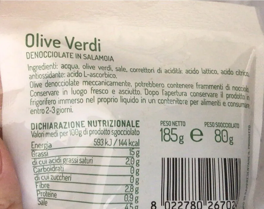 Olive verdi denocciolate