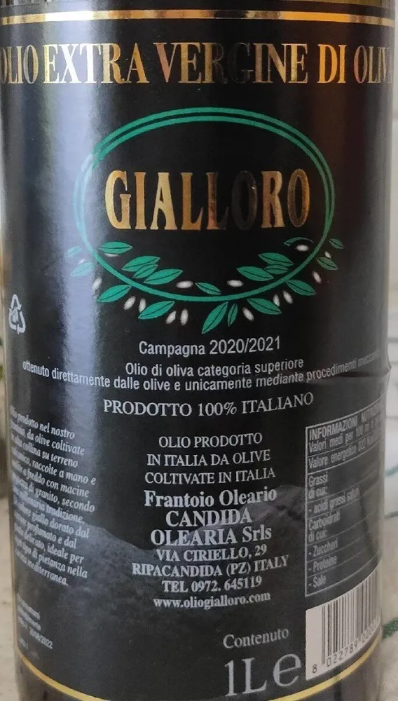 Olio extra vergine di oliva Gialloro