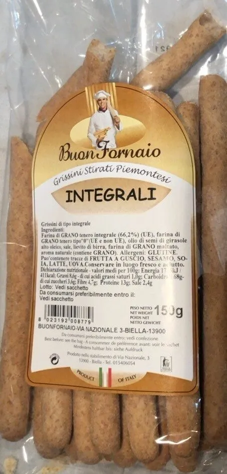 Grissini stirati piemontesi integrali