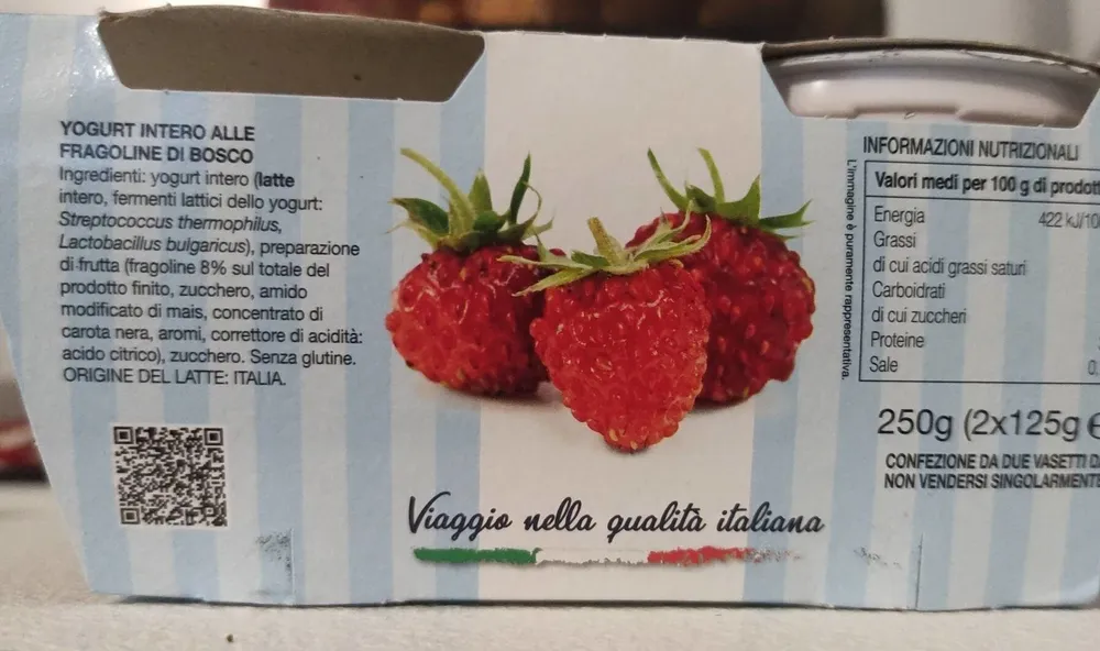Yogurt intero alle fragoline di bosco