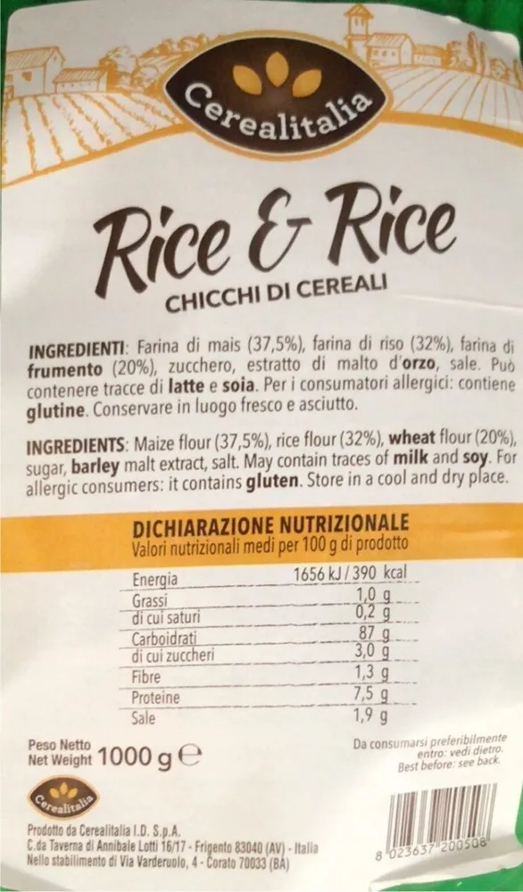Rice e rice chicchi di cereali