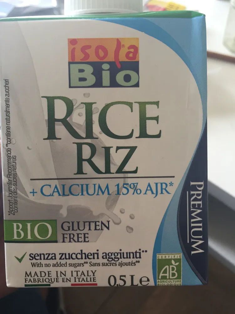 Boisson biologique à base de riz avec calcium (sans gluten)
