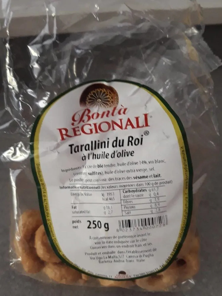Tarallini du roi à l'huile d'olive