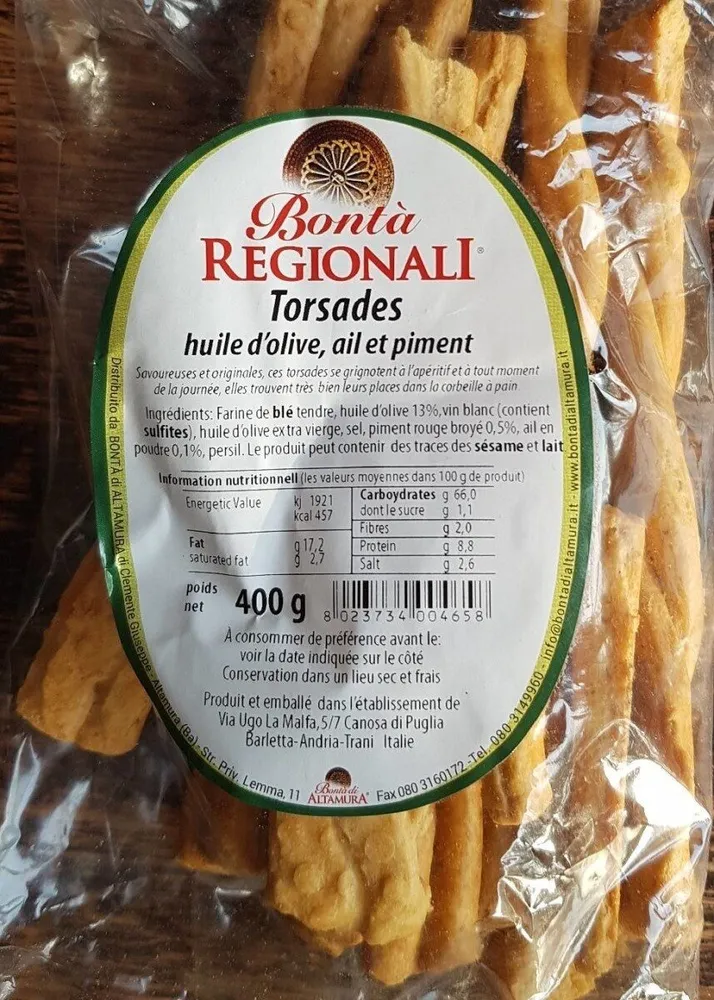 Torsades huile d'olive, ail et piment