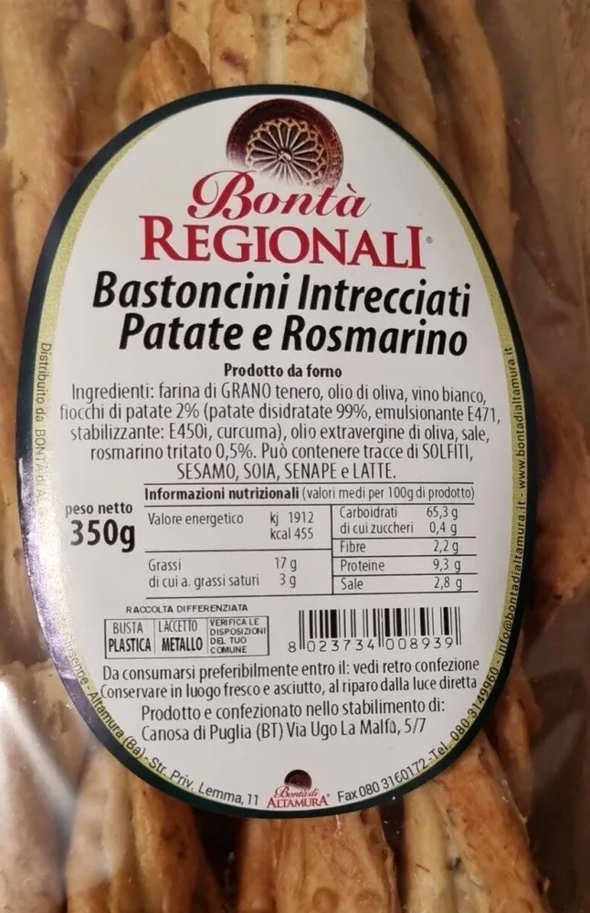 Bastoncini intrecciati patate ecrismarino
