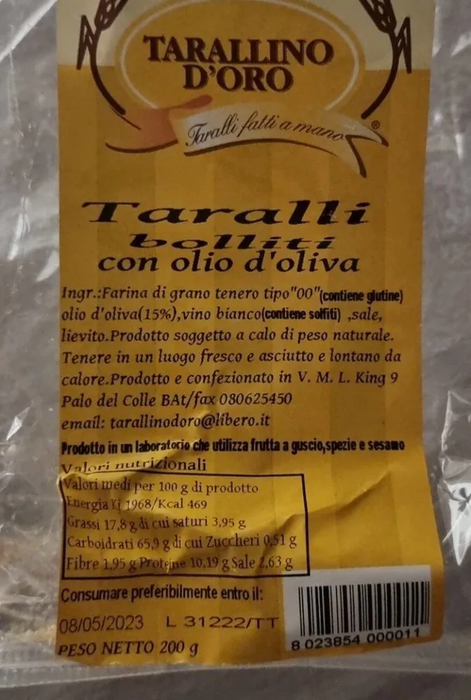 Taralli bolliti con olio d'oliva
