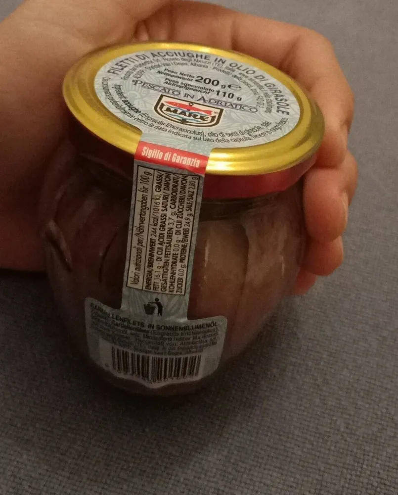 Filetti di acciughe in olio di girasole