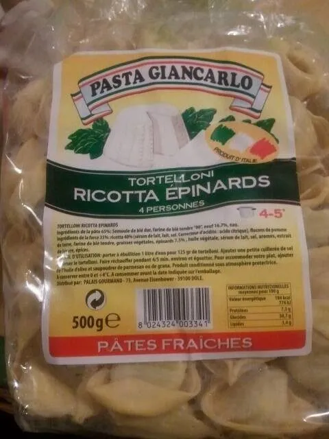 Tortelloni Ricotta épinards Pâtes Fraîches