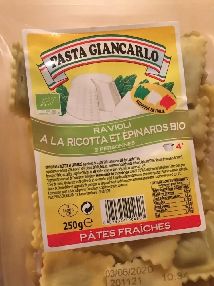 Ravioli ricotta et epinard