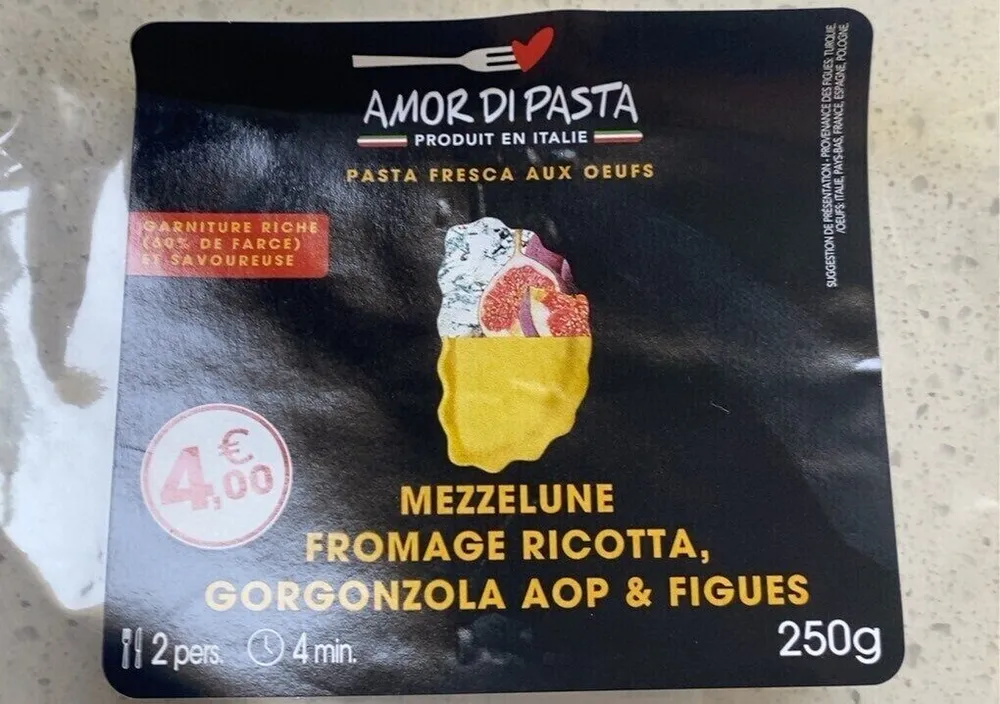 Mezzelune fromage ricotta, gorgonzola AOP & figues