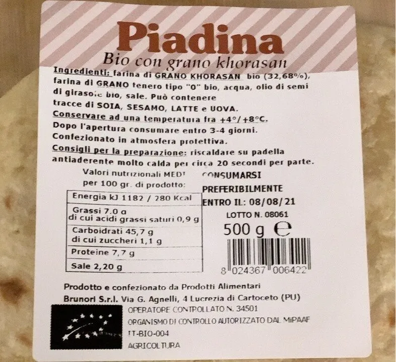 Piadina Bio con Grano Khorasan