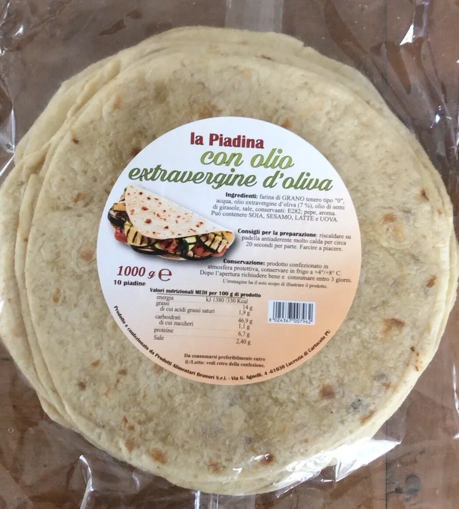 La piadina con olio extravergine di oliva