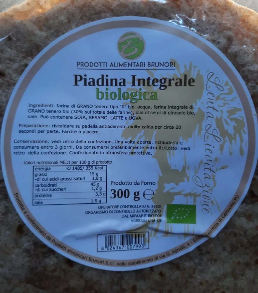 Piadina integrale biologica