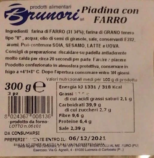 Piadina con farro