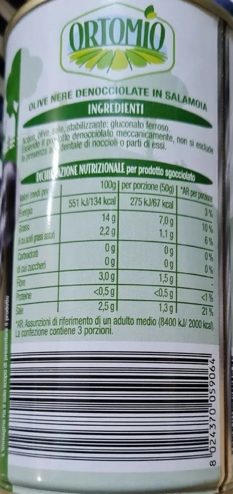Olive nere denocciolate in salamoia