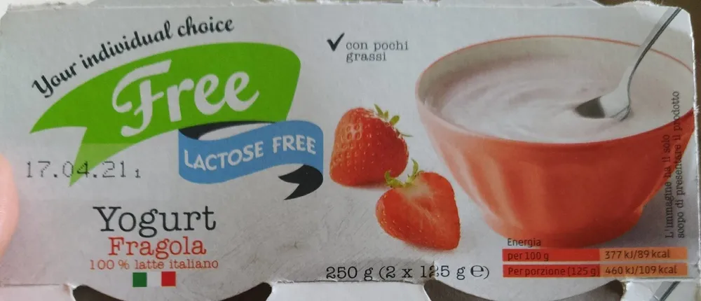 Yogurt fragola senza lattosio