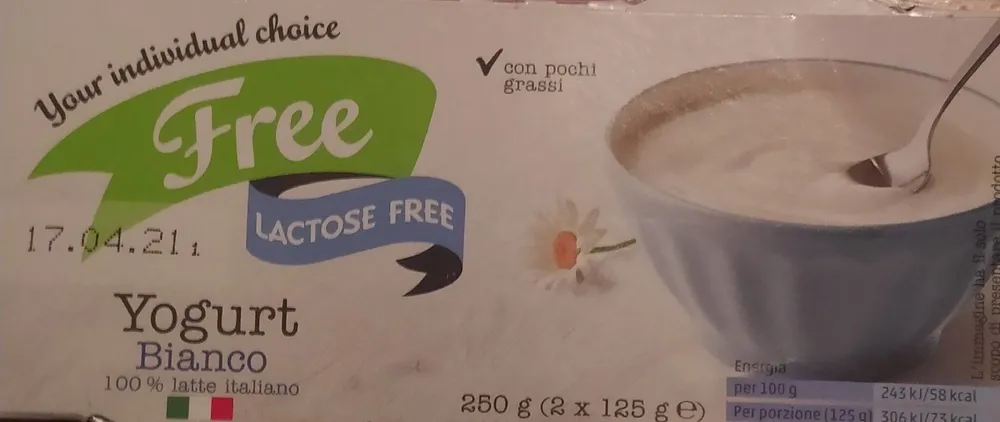 Yogurt bianco lactose free