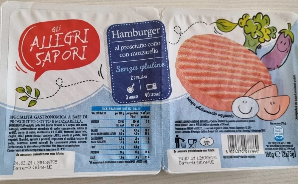 Hamburger al prosciutto cotto con mozzarella