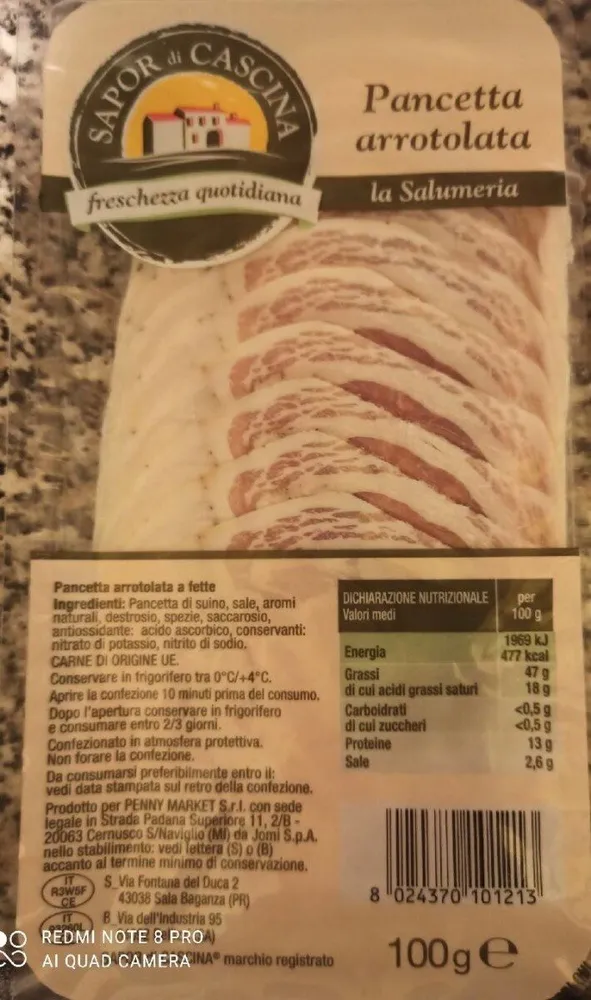 Pancetta arrotolata
