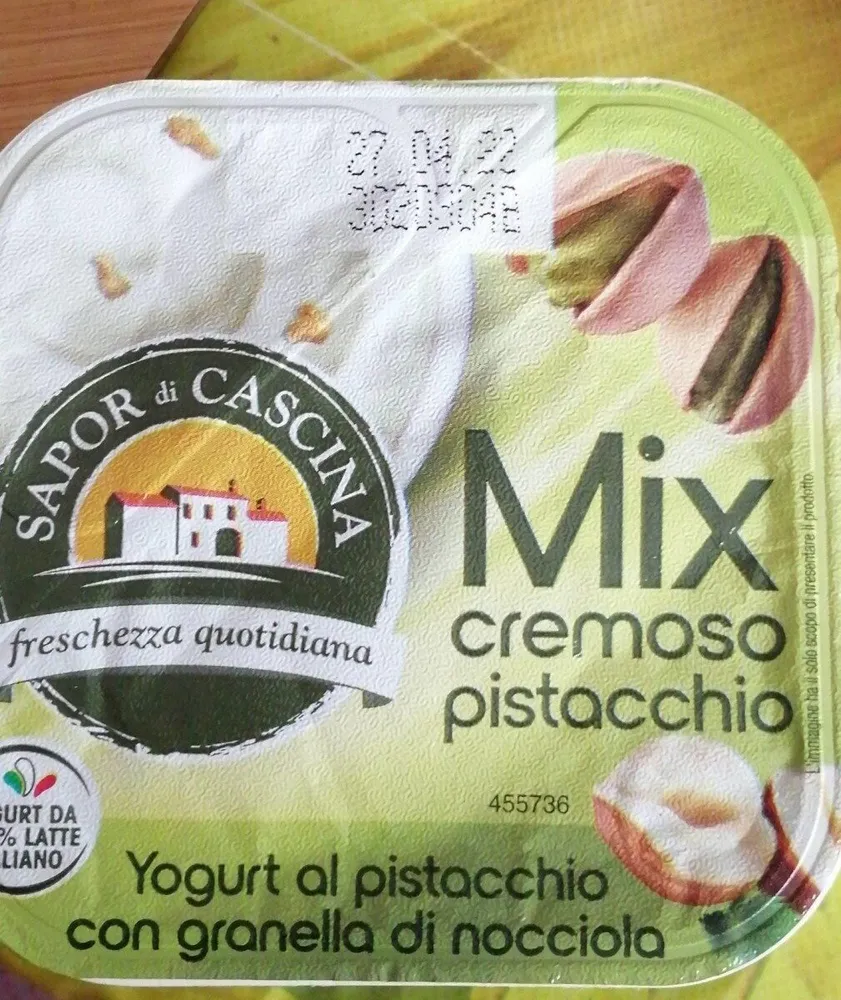 yougourt al pistacchio con granella di nocciola