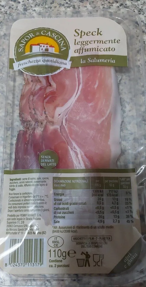 Speck leggermente affumicato