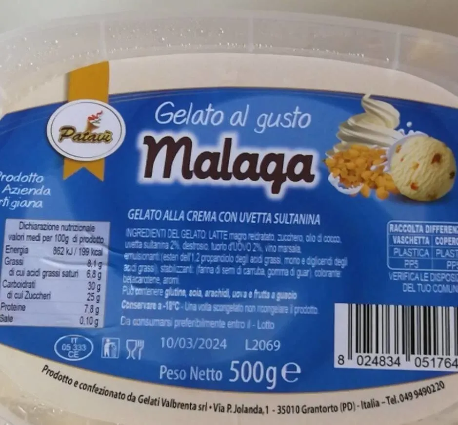 Gelato gusto malaga