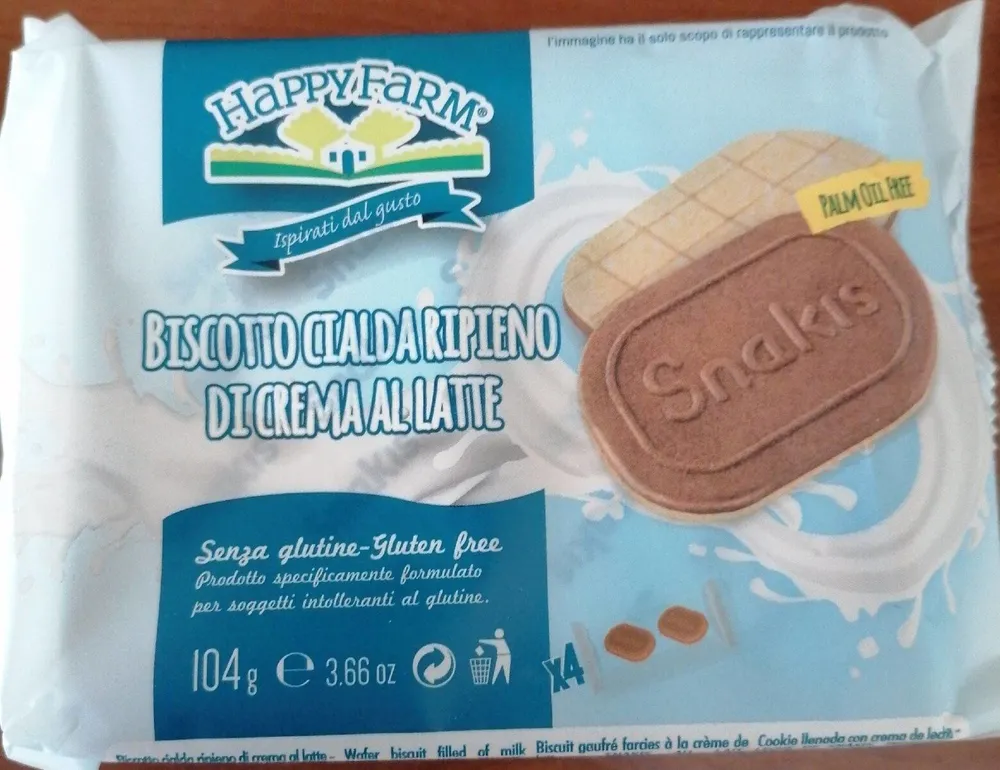 Biscotto cialda ripieno di crema al latte