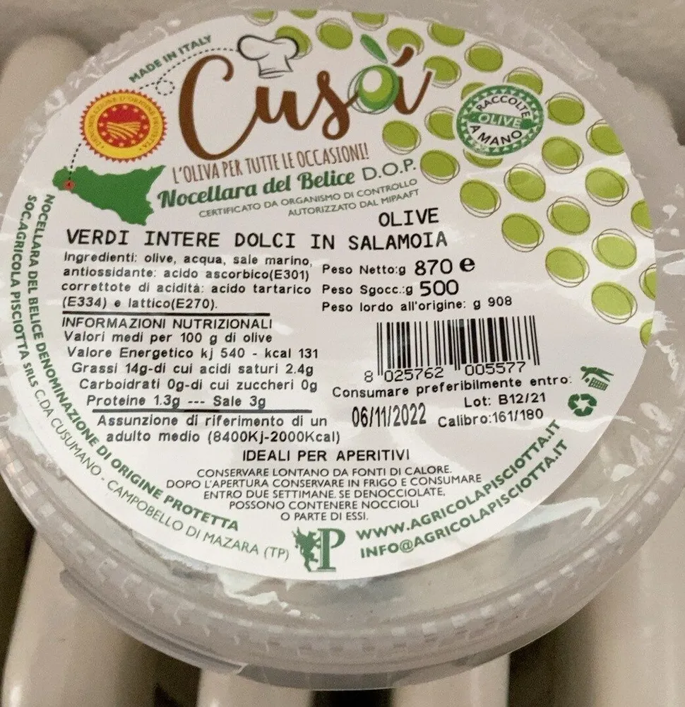 Olive verdi intere dolci in salamoia