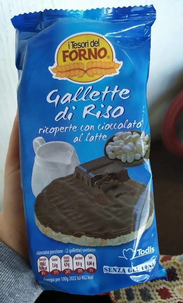 Gallette di riso ricoperte di cioccolato al latte