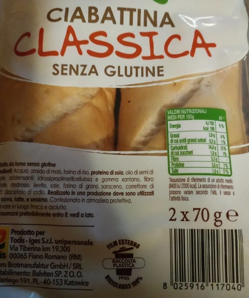 Ciabattina classica senza glutine