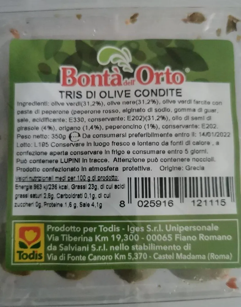 Tris di olive condite