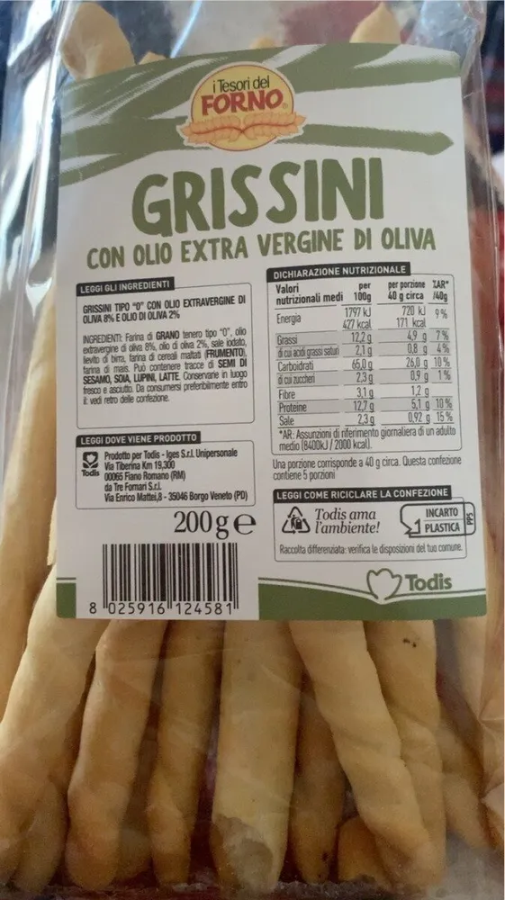 Grissini con olio extra vergine di oliva
