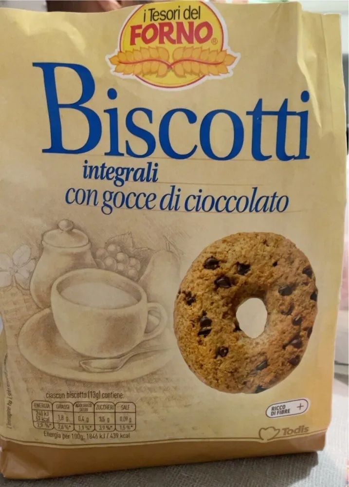 Biscotti integrali con gocce di cioccolato