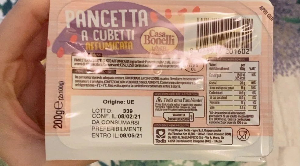 Pancetta a cubetti affumicata