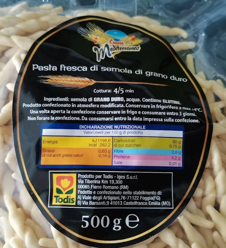 Pasta fresca semola grano duro