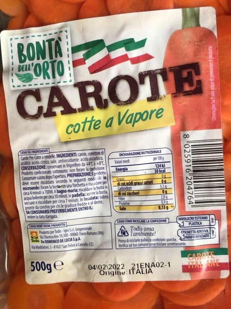 Carote cotte a vapore