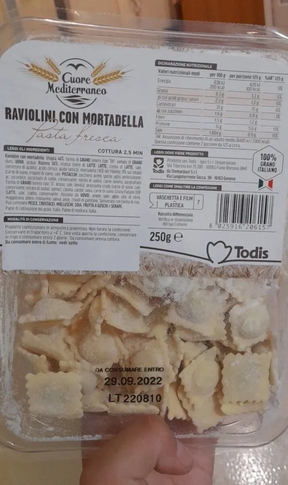 Raviolini con mortadella