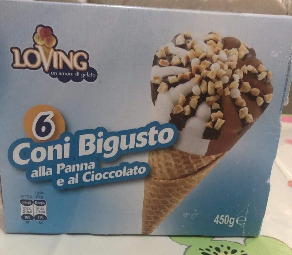 6 coni bigusto alla panna e al cioccolato