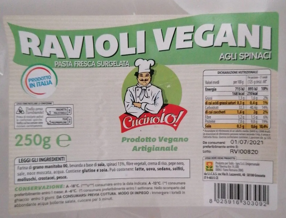 Ravioli vegani agli spinaci