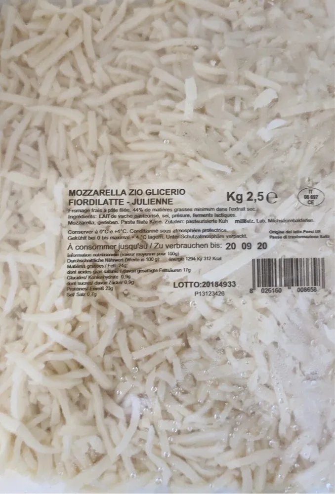 Mozzarella julienne