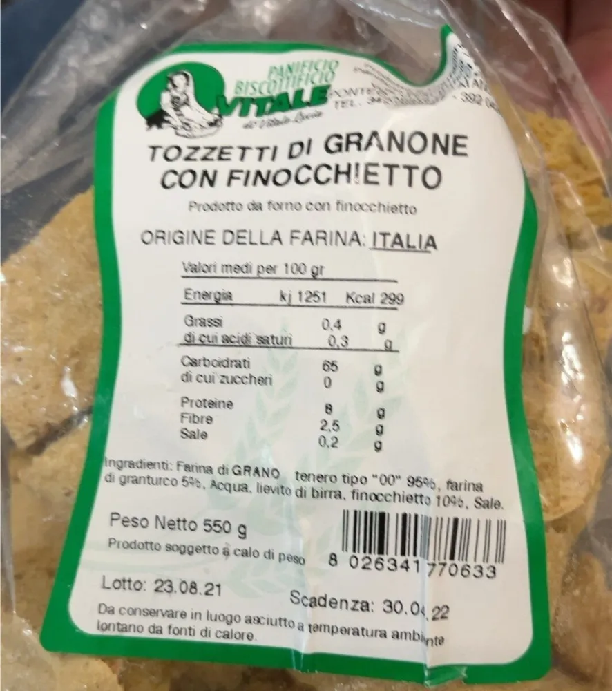 Tozzetti di granone con finocchietto