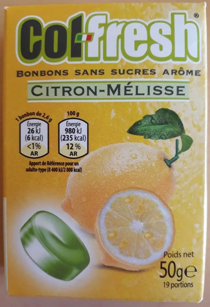Bonbons sans sucres arôme citron mélisse