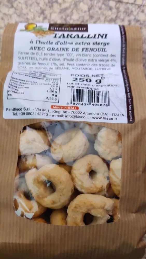 Trallini à l'huile d'olive extra vierge avec graines de fenouil