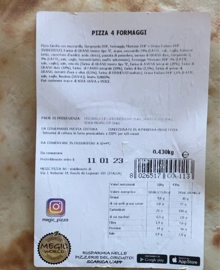 Pizza 4 formaggi