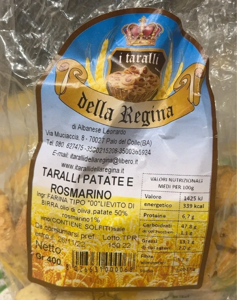 Taralli patate e rosmarino